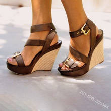 Comfort Shoes for Women Black Platform Sandals Buckle Summer Heels Large Size Clogs Wedge Suit Female Beige Espadrilles Velvet 2024 - buy cheap