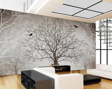 Papel tapiz personalizado 3d mural retro abstracto en blanco y negro árbol TV Fondo sala de estar dormitorio restaurante decoración de pared 2024 - compra barato