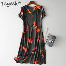 Tcyeek Vintage Summer Dress Women Real Silk Dresses Female Korean Floral Mini Vestidos Ladies Beach Evening Party Dresses S084 2024 - buy cheap