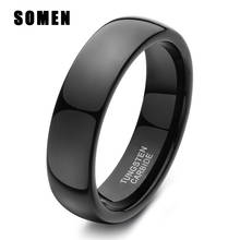 Классическое кольцо Somen из карбида вольфрама с черным куполом диаметром 6 мм, полированное женское кольцо, обручальное кольцо, ювелирные изделия, женские кольца 2024 - купить недорого