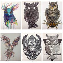 Hot Sale 21 X 15 CM Fashion Colorful Beauty OWL Waterproof Hot Temporary Tattoo Stickers 2024 - buy cheap