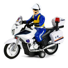 1:14 сплава моделирования звука и светильник мотоцикл детские игрушки полицейских патрульных мотоцикл отступить модель игрушка для мальчиков 2024 - купить недорого