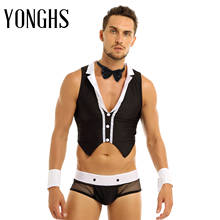 Mens Lingerie Sex Maid Cosplay Costume Outfits Tops Boxer Briefs with Collar Cuffs Lingerie Set Sexy Role Play Games Clothing 2024 - buy cheap