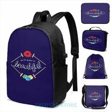 Make It Beautiful heaters the Musical USB Charge mochila para hombre y mujer, bolso escolar, bolsa de viaje para ordenador portátil 2024 - compra barato