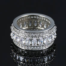 Kinel anel de prata com pedra de zircônia grande, cor redonda, joia estilosa para mulheres, novo anel de noivado e casamento 2020 2024 - compre barato