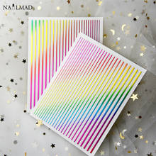 1 Sheet Rainbow Line 3D Nail Sticker Curve Stripe Lines Adhesive Nails Stickers Manicure  Stickers Decals 2024 - buy cheap