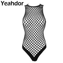 Womens Sexy One-piece See Through Hollow Out Lingerie Halter Neck Sleeveless Stretchy Bodysuits 2024 - buy cheap