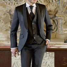 Men Suits for Wedding Groomsmen Blazers Petal Lapel Groom Tuxedos Wedding/Prom/Dinner Best Man Blazer(Jacket+Pants+Vest) 2024 - buy cheap