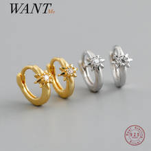 WANTME Genuine 925 Sterling Silver Shiny Geometric Zircon Star Ear Buckle for Women Korean Party Birthday Earrings Jewelry Gift 2024 - buy cheap