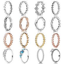 925 prata esterlina anel rosa conto de fadas espumante com cristal anel para festa de casamento feminino presente pandora jóias 2024 - compre barato