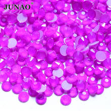 JUNAO SS6 8 10 12 16 20 30 неоновые фиолетовые стеклянные кристаллы, стразы для ногтевого дизайна с плоской задней частью камень не требуют горячей фиксации Стразы бриллиантовые наклейки 2024 - купить недорого