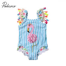 Pudcoco-Bikini con borlas para niñas pequeñas, traje de baño de flamenco, ropa de playa 2024 - compra barato