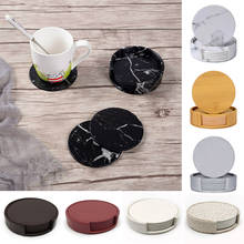 6PCS Hot Sale PU Leather Marble Coaster Drink Coffee Cup Mat Round Tea Pad Placemats Table Pad Holder Easy to Clean 2024 - buy cheap