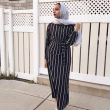 Muslim Dress Abaya For Women Gown Striped Dress Caftan Islamic Clothing Abaya Dubai Turkish Arabic Eid Mubarak 2024 - buy cheap