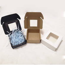Caixa de papel kraft para embalagem, caixa pequena de presente com janela clara branca/preta, caixa de sabonete de papelão, caixa de doces de casamento, 5 peças 2024 - compre barato