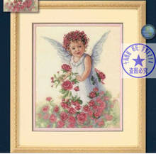 100% egito frete grátis adorável kit de ponto cruz de contagem kit rosa flor anjo fada dimensões 13729 2024 - compre barato