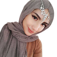 Spring  new  style 90*180cm women muslim crinkle hijab scarf femme musulman soft cotton headscarf islamic hijab shawls and wraps 2024 - buy cheap