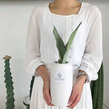 Long Vase Matte White Porcelain Ceramic Flower Pot Nordic Korean Modern Minimalist Succulent Green Desktop Potted Plant Ceramic 2024 - buy cheap