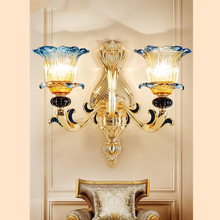 Lâmpada de parede europeia luxuosa sala de estar fundo criativa cerâmica quarto lâmpada de cabeceira escada vidro luz de parede 2024 - compre barato