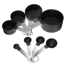 8pcs/set Black Measuring Cups Measuring Spoon Cooking Tools Flour Milk Coffee Scales Spoons for Baking Kitchen Gadget 2024 - buy cheap