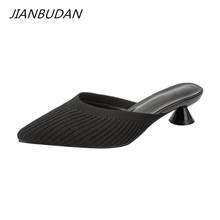 Jianbudan novo baotou chinelos mulher verão sandálias de salto alto dedo do pé apontado slides bombas de moda confortável chinelos 34-42 2024 - compre barato