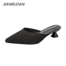 JIANBUDAN-Zapatillas Baotou de tacón alto para mujer, sandalias de punta estrecha, cómodas, zapatos de tacón 34-42 2024 - compra barato