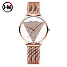 Hannah martin relógios de pulso feminino luxo rosa ouro relógio de quartzo pulseira senhoras à prova dwaterproof água relógios aço relogio feminino 2024 - compre barato