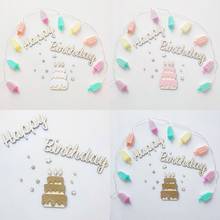 Wooden Happy Birthday Party Decoration Cake Topper Background Wall Ornament Prop P31B 2024 - buy cheap