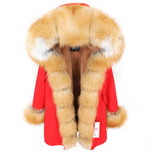 Fashion Winter Jacket Women Real Fur Coat Natural Real Fox Fur Collar Loose Long Parkas Big Fur Outerwear Detachable 2024 - buy cheap