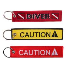 New Arrivals Keychain Bouble-Sided CAUTION DIVER Print  Embroidery Tags Keychain Keyring Key Chain Pendant Gift 2024 - buy cheap