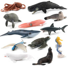 Brinquedo animal marinho das crianças cena decoração modelo cachalote baleia beluga tubarão manatee leão mar tartaruga lula figura de ação 2024 - compre barato