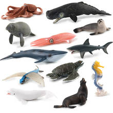 Children's Marine Animal Toy Scene Decoration Model Sperm Whale Beluga Shark Manatee Sea Lion Turtle Squid Action Figure 2024 - buy cheap