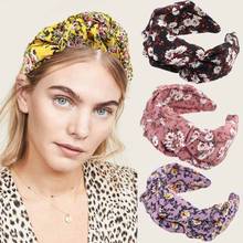 Haimeikang New Fashion Women Headband Print Floral Hair Band Cross Knotted Turban Bandage Vintage Head Wrap Hair Accessories 2024 - buy cheap