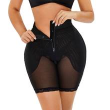 Preto cintura alta corpo shaper respirável perspectiva feminina malha barriga zíper controle de barriga underwear bumbum levantador shapewear shorts 2024 - compre barato