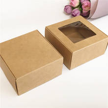 24Pcs 8x8x4cm Brown/Black Paper Gift Boxes With PVC Windows Fashion Jewelry Displays Box DIY Handmade Gifts Packaging Boxes 2024 - buy cheap