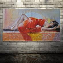 Mintura Hand Painted Sexy Girl Oil Painting On Canvas Handmade Modern Abstract Wall Art Pictures For Living Room Home Decoration 2024 - buy cheap