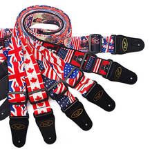 Bandera Nacional de Estados Unidos, Reino Unido, Canadá, diseño Slash, algodón, 2 ', ajustable, bajo acústico eléctrico, correa de guitarra, extremos de cuero negro 2024 - compra barato