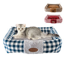 Cama grossa para animais de estimação, para cachorros e gatos, removível e lavável, grossa e quente, clássica, lattice 2024 - compre barato