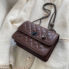 Designer Luxury Chain Flap Shoulder Bag for Women PU Leather Winter Crossbody Bags small Diamond Grain ladies Handbags and Purse 2024 - buy cheap
