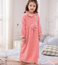 Girls Flannel ruffles thicken sleep dress children princess home clothes teenage sleepwear kids nightgown ws1264 2024 - buy cheap