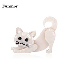 Funmor adorável acrílico gato broche animais pinos para meninas feminino rotina decoração acessórios colar saco cardigans ornamentos presentes 2024 - compre barato