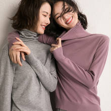 Suéter feminino gola alta, pulôver feminino básico de algodão casual qsr027 para outono e inverno 2019 2024 - compre barato