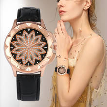 New Fashion Women Quartz Watch Luxury Rhinestone Analog Clock Ladies Watches Leather Strap Bangle Wristwatch Relogio Feminino 2024 - buy cheap