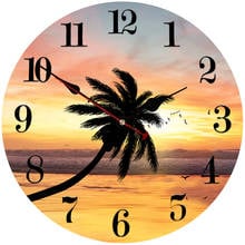 Home Wall Decor Coastal Beach Wooden Clock Retro Silent Sea Creations Palm Tree Sunset Non-Ticking Wall Clocks 2024 - buy cheap