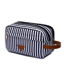 Fashion Women Striped Cosmetic Bag Waterproof Canvas Travel Makeup Bags Toilet Make Up Organizer Necessaire Beauty Toiletry kit 2024 - buy cheap