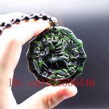 Chinês preto verde jade voar cavalo jade pingente natural obsidian colar charme jóias moda amuleto presente das mulheres dos homens 2024 - compre barato