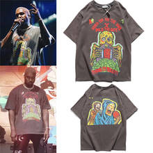 Kanye west camiseta de manga curta temporada, camiseta spooky ghost grafite xxxtentácia, moda de rua, kanye, segura a porta, camisetas para a temporada 6 2024 - compre barato