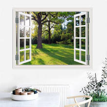 Pintura em tela moderna floresta árvore paisagem paisagem da janela 3d parede arte imagem impressão e cartaz sala de estar decoração casa 2024 - compre barato