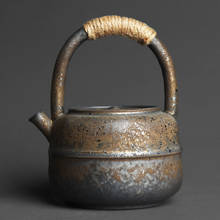 460ml Japanese-style kiln changed retro stoneware large-sized handle teapot handmade pottery kung fu wide-mouth warm tea kettle 2024 - buy cheap
