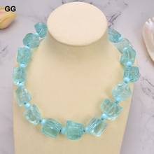 GuaiGuai-collar de cristal azul claro de 20 "y 25mm, joyería, pepitas rugosas 2024 - compra barato